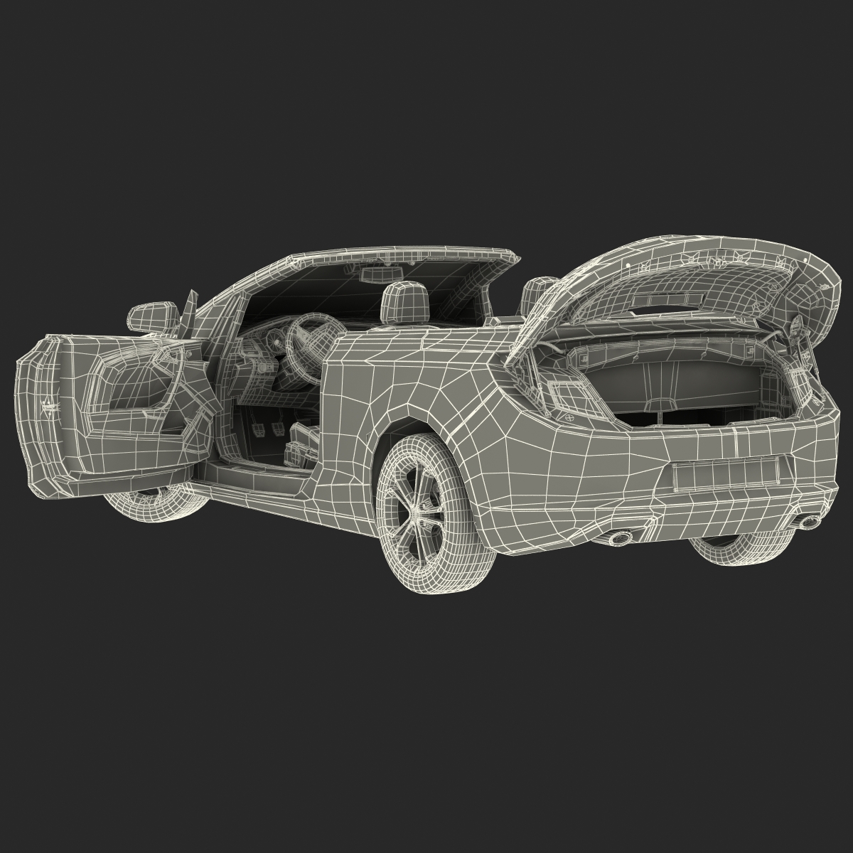 Generic Cabriolet Rigged 3D model