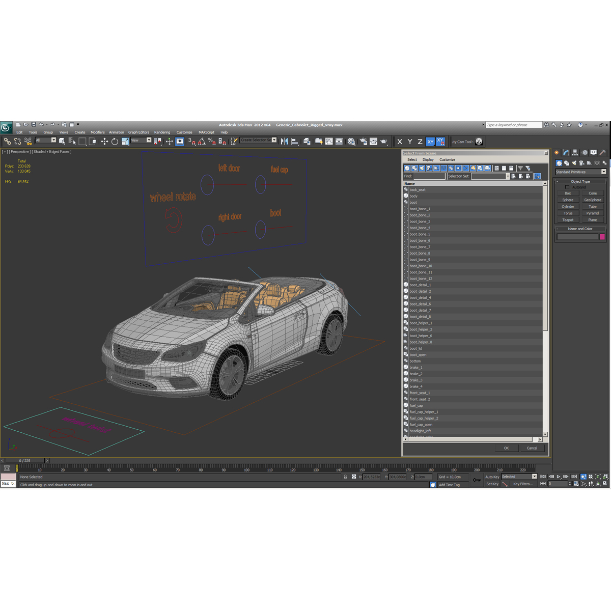 Generic Cabriolet Rigged 3D model