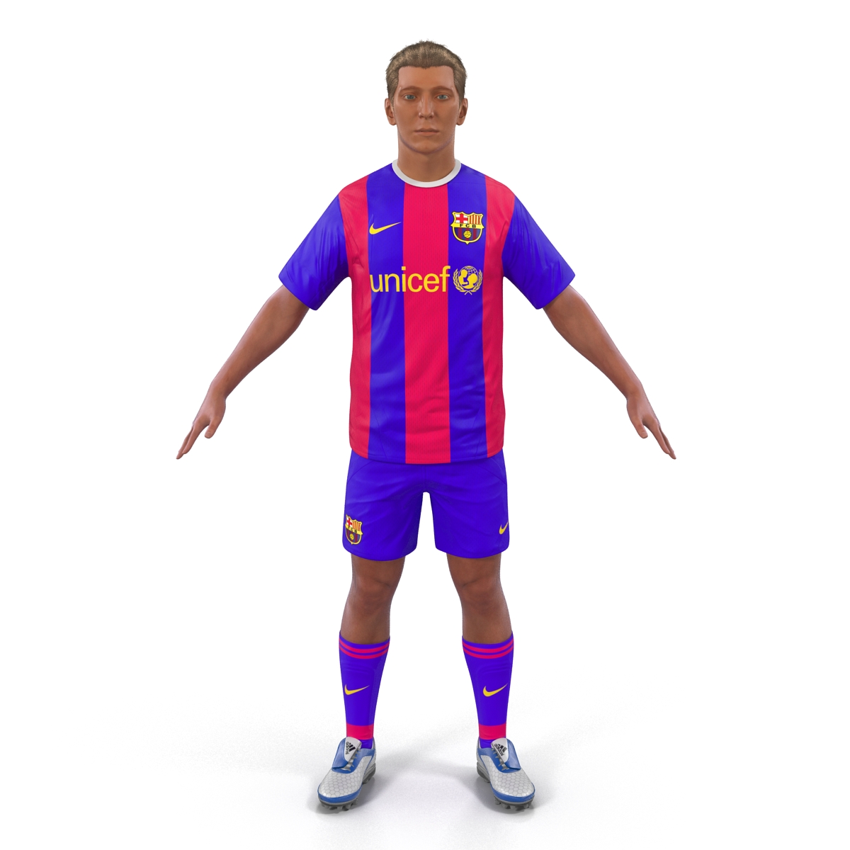 3D Soccer Player Barcelona with Hair model