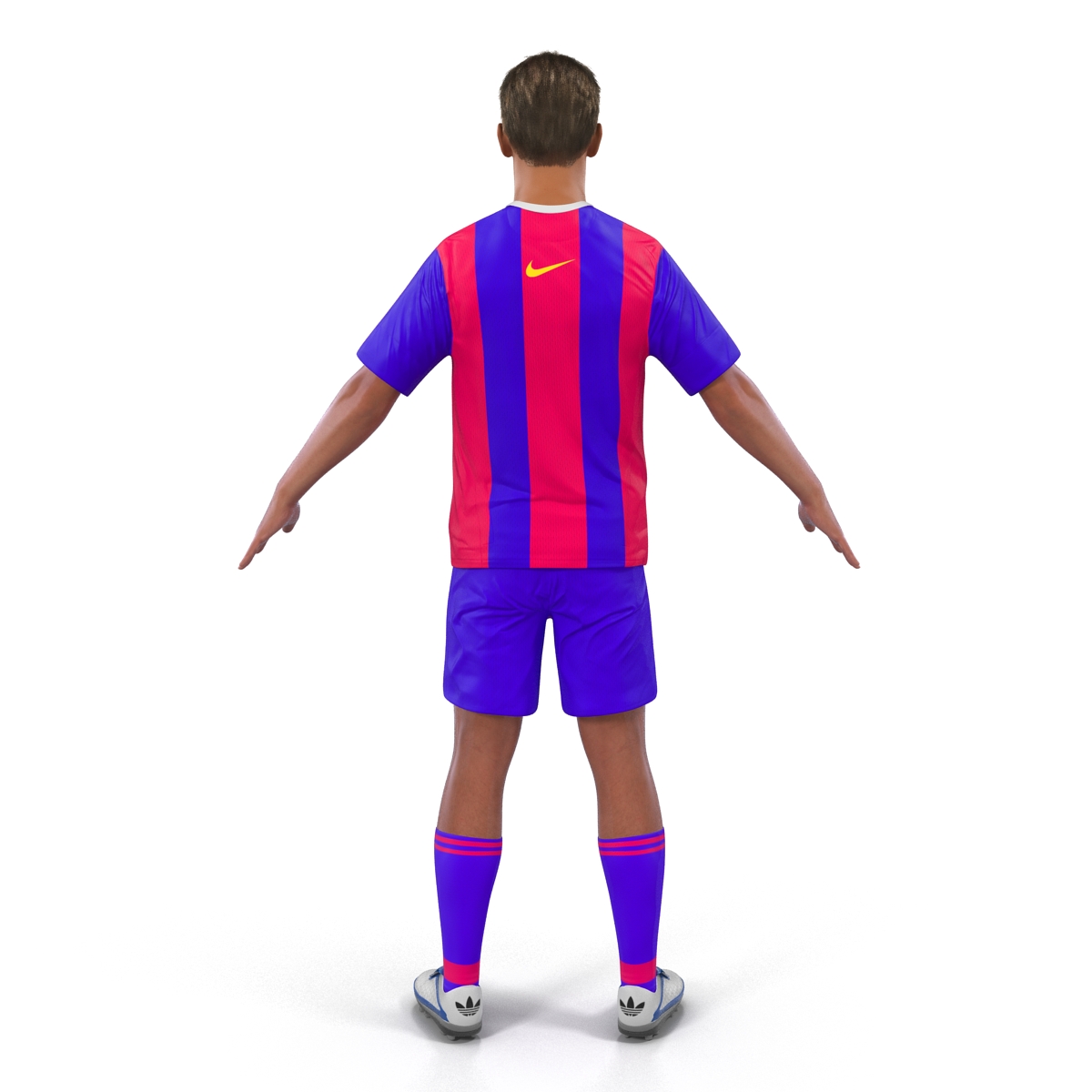 3D Soccer Player Barcelona with Hair model