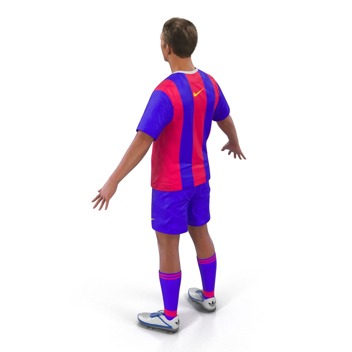 3D Soccer Player Barcelona with Hair model