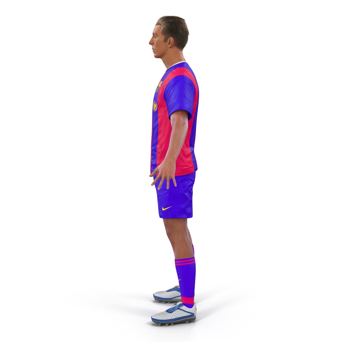 3D Soccer Player Barcelona with Hair model