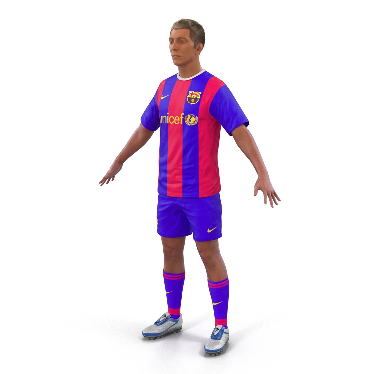 3D Soccer Player Barcelona with Hair model