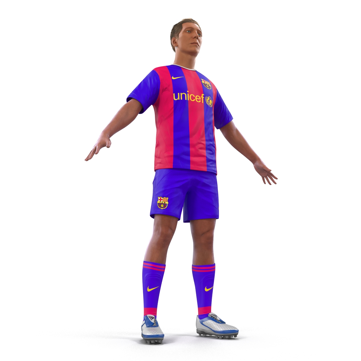 3D Soccer Player Barcelona with Hair model