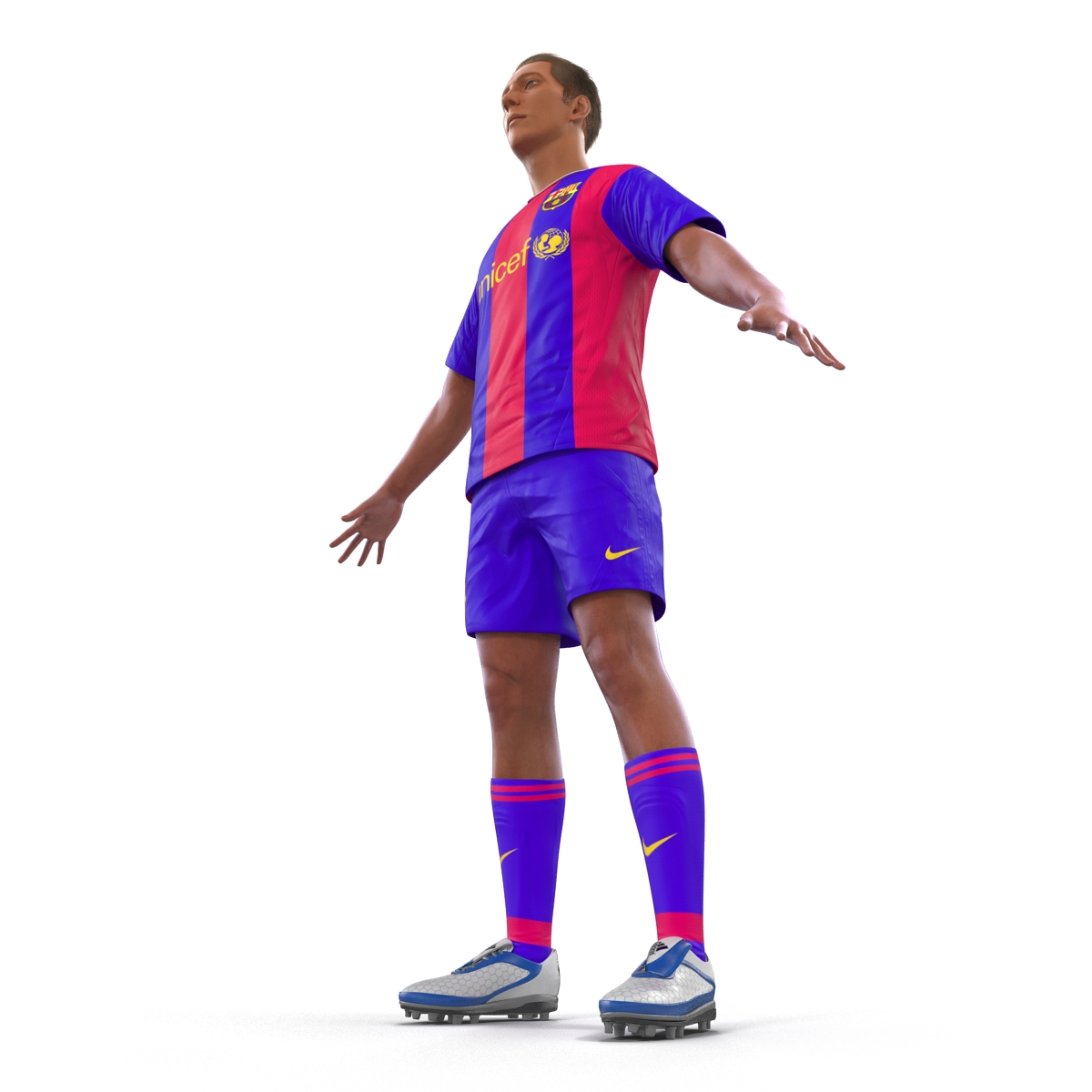 3D Soccer Player Barcelona with Hair model