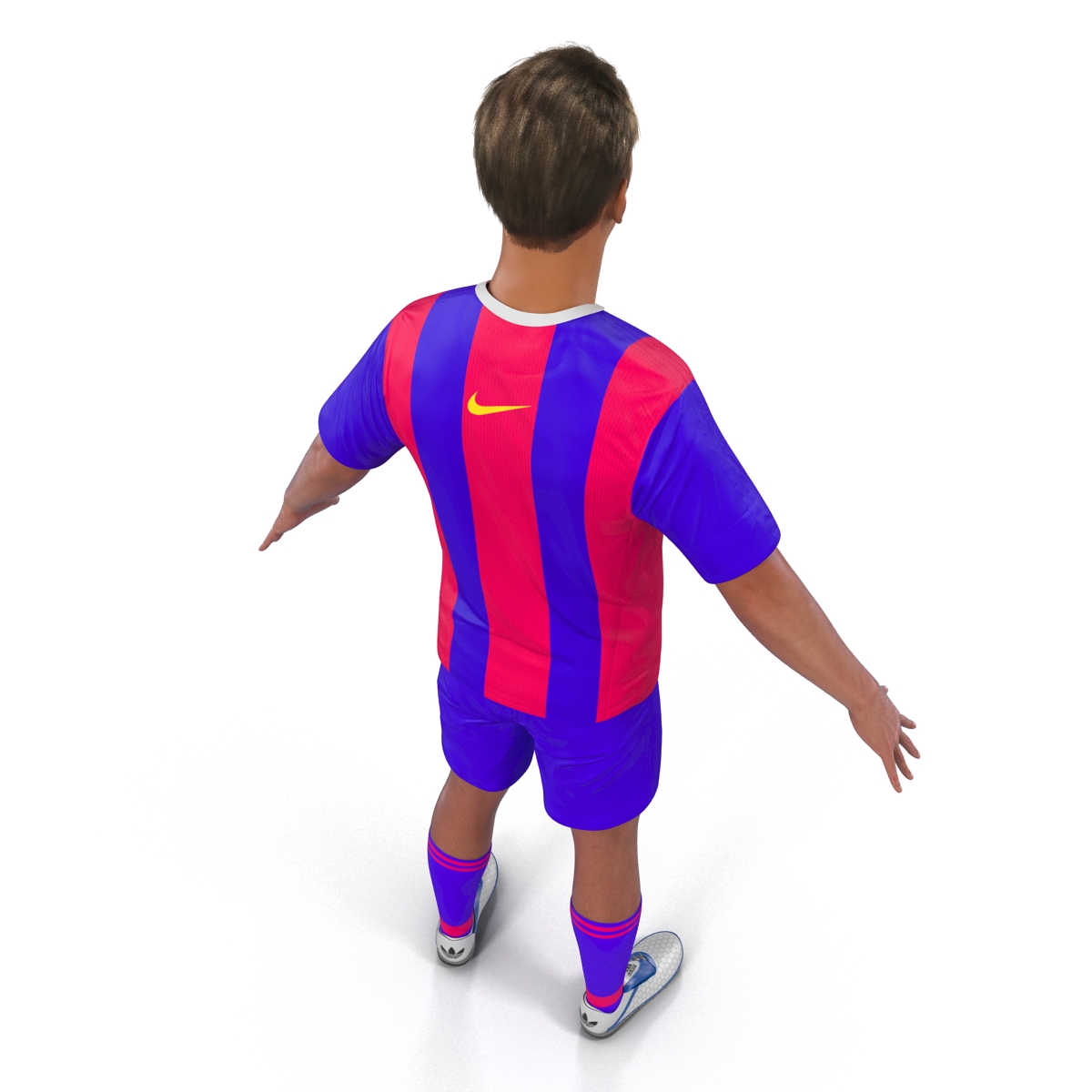 3D Soccer Player Barcelona with Hair model