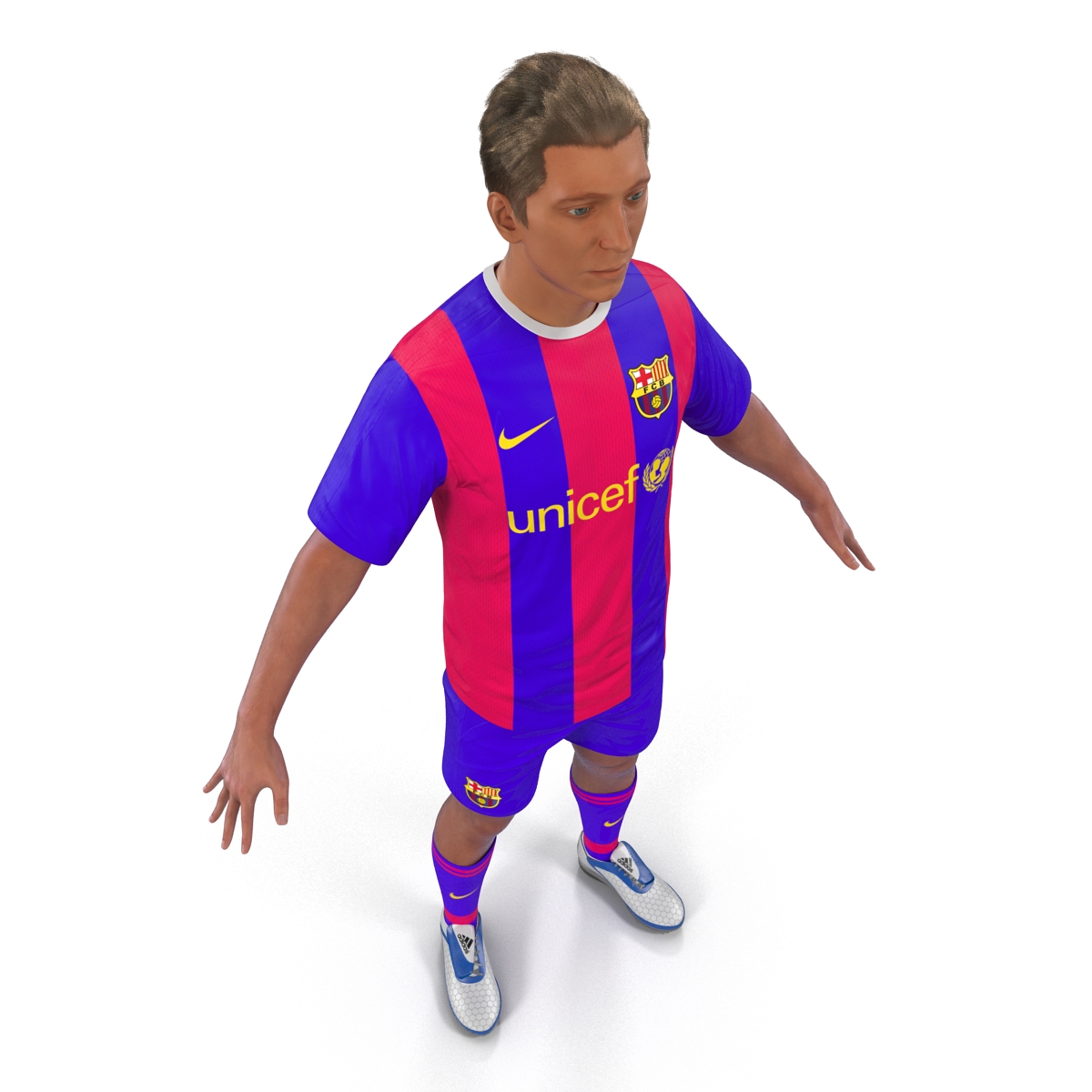 3D Soccer Player Barcelona with Hair model