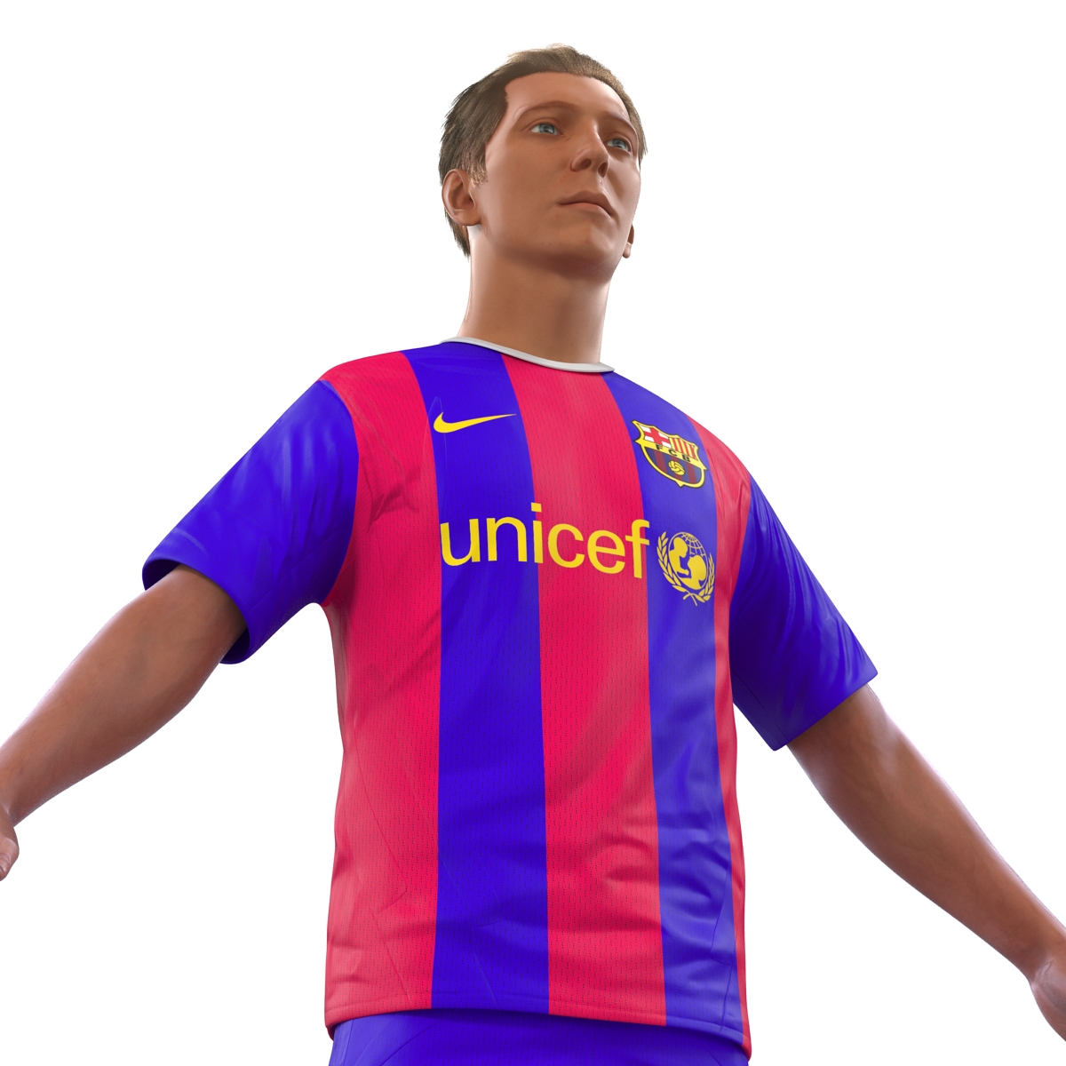 3D Soccer Player Barcelona with Hair model