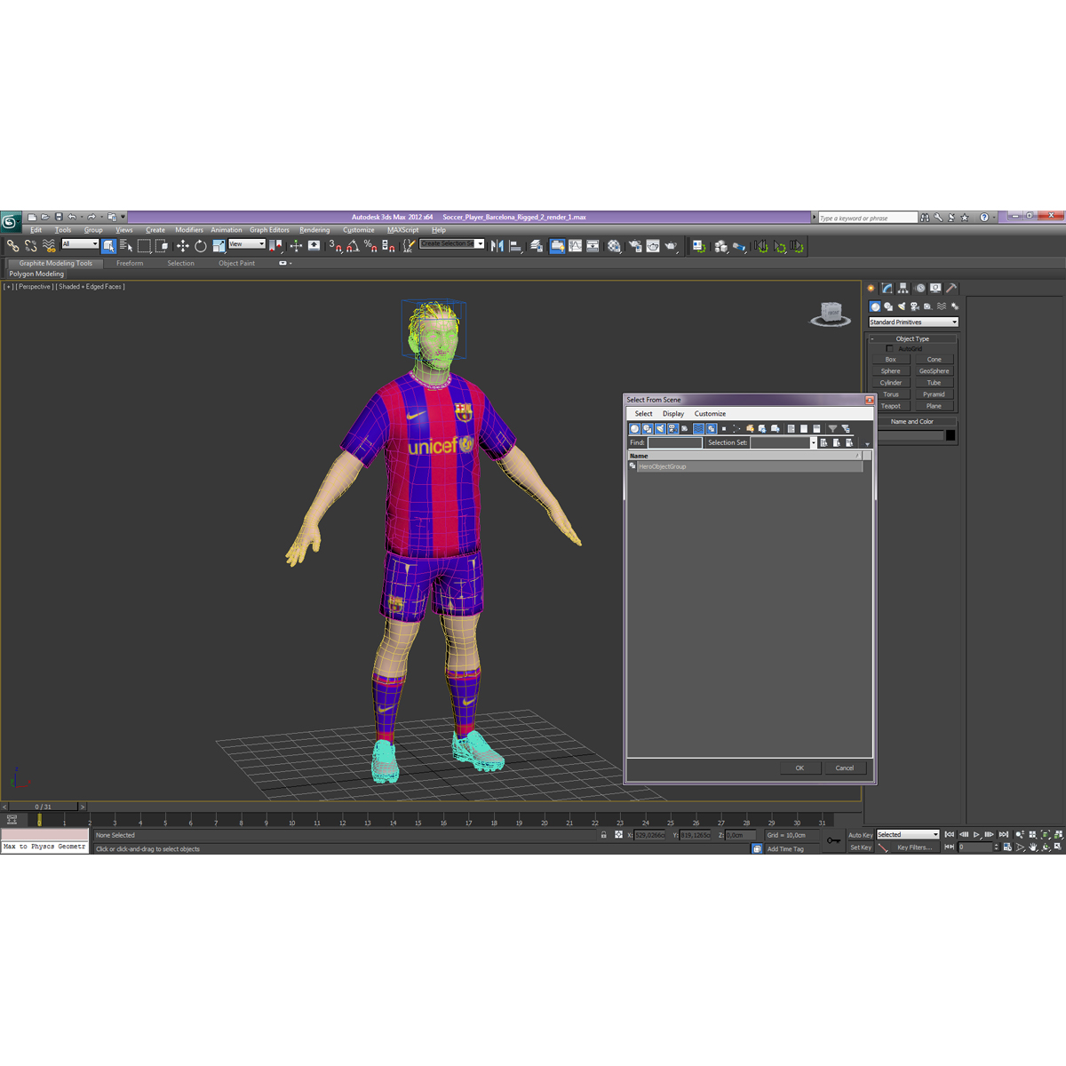 3D Soccer Player Barcelona with Hair model