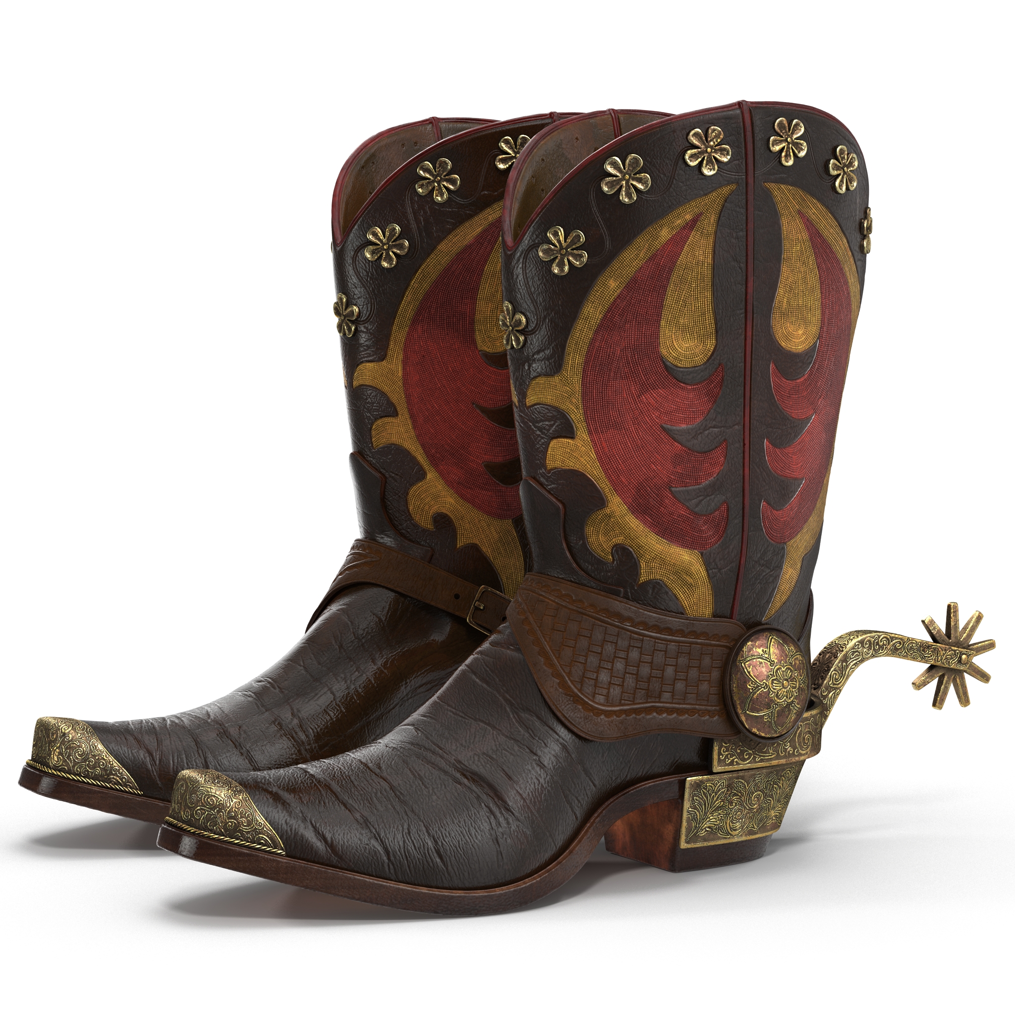 Western Boots with Spurs 3D model