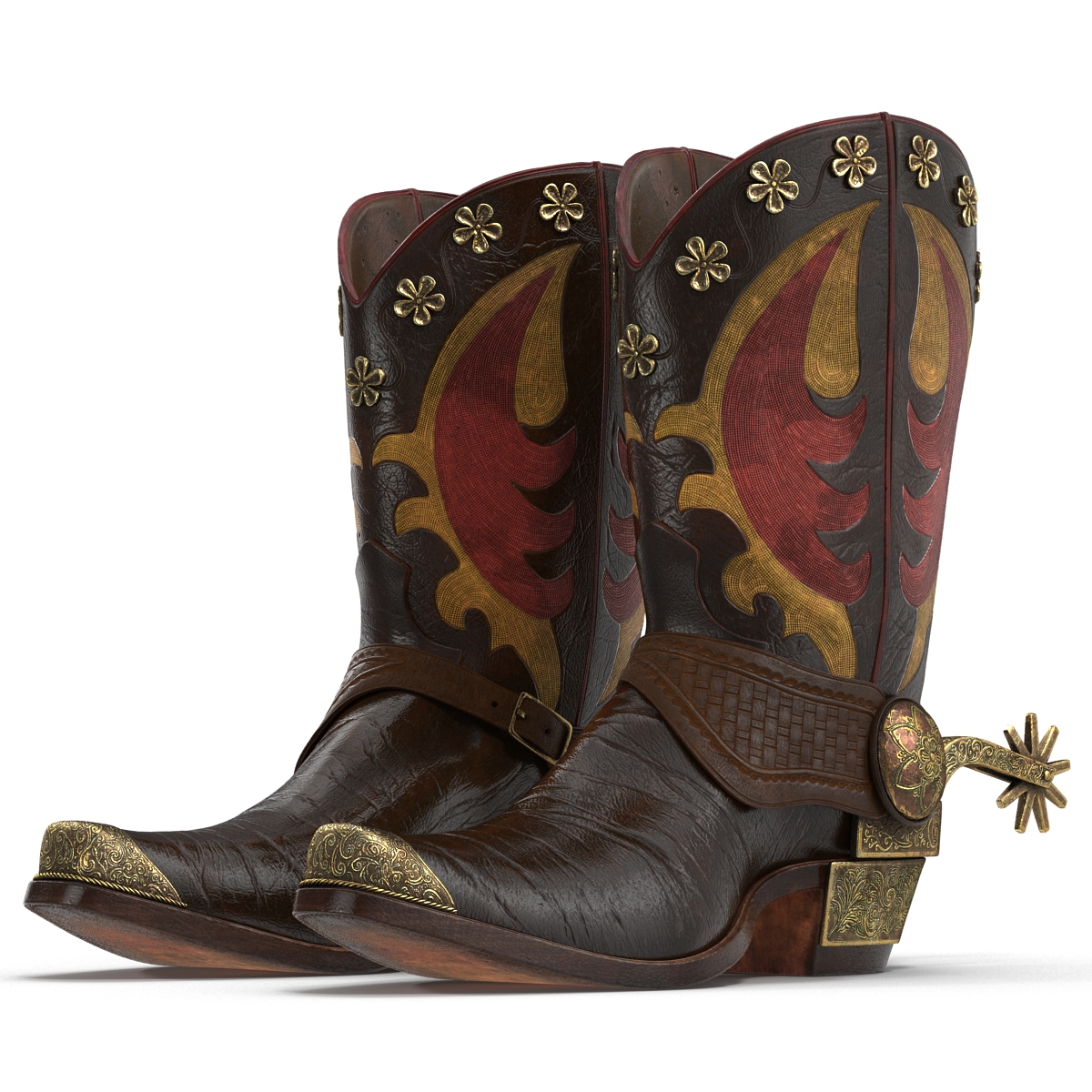 Western Boots with Spurs 3D model