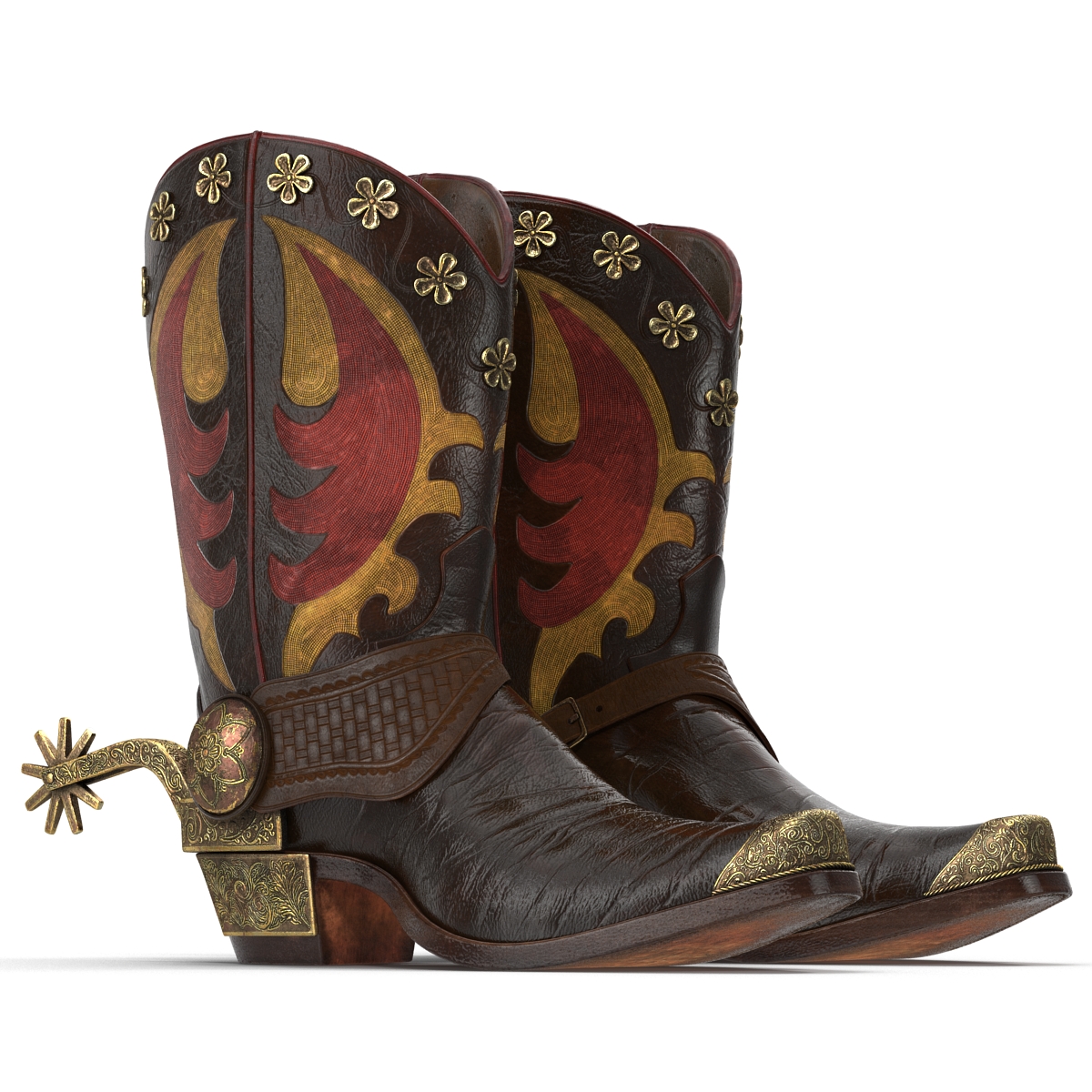 Western Boots with Spurs 3D model