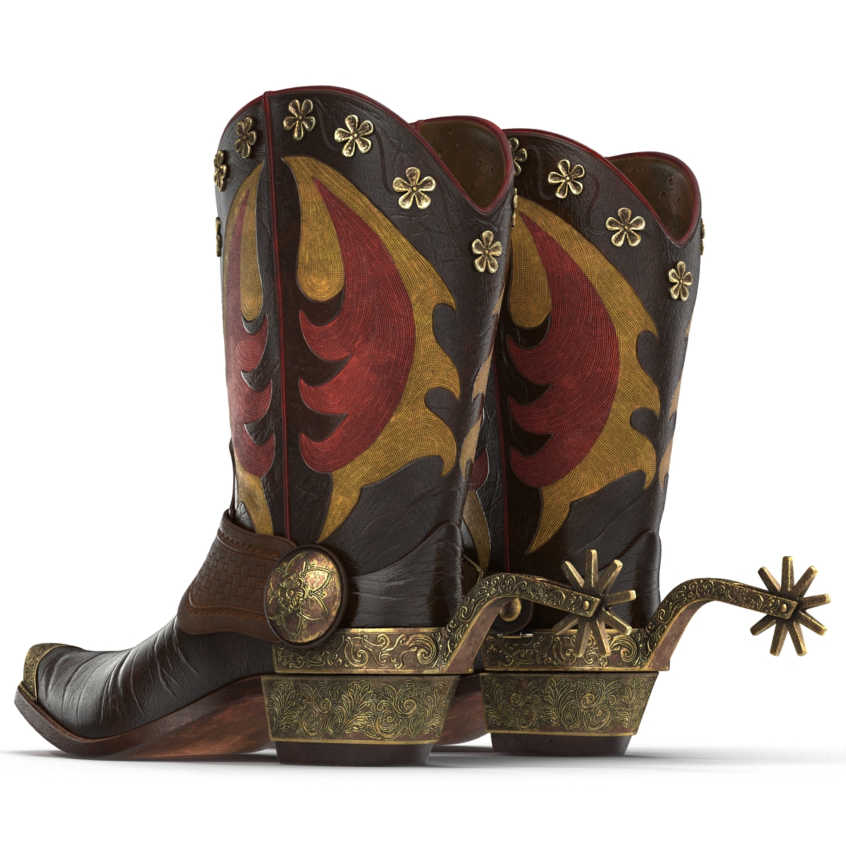 Western Boots with Spurs 3D model