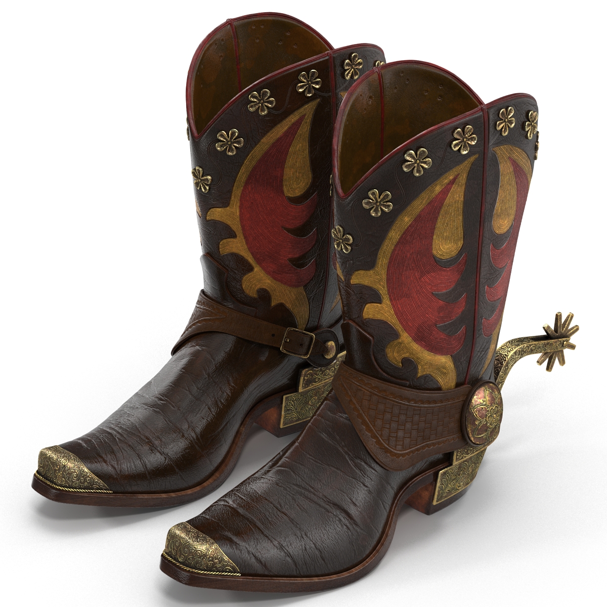 Western Boots with Spurs 3D model