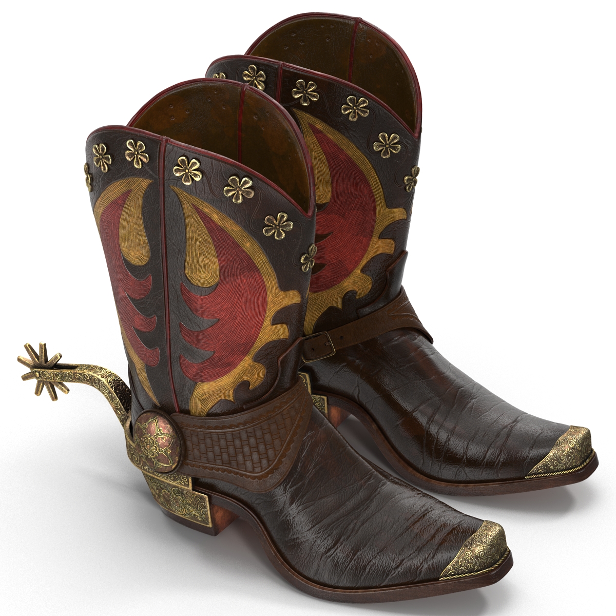 Western Boots with Spurs 3D model