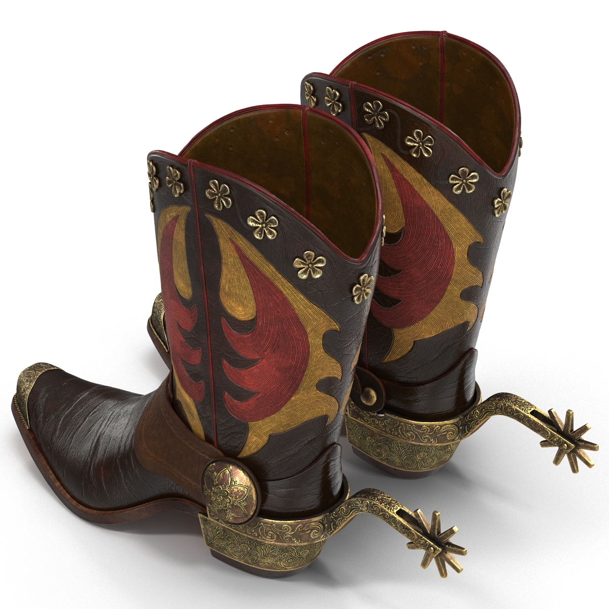 Western Boots with Spurs 3D model