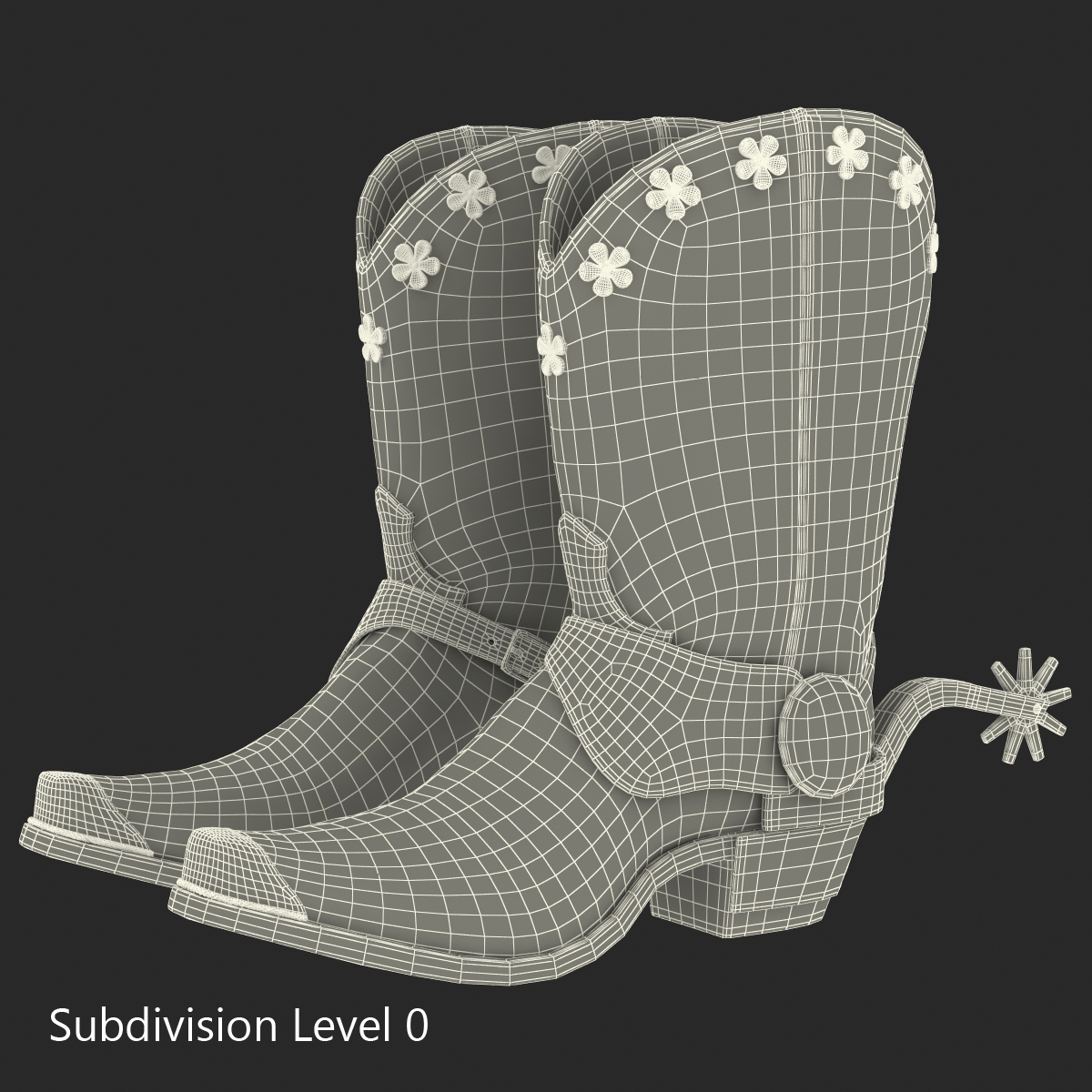 Western Boots with Spurs 3D model