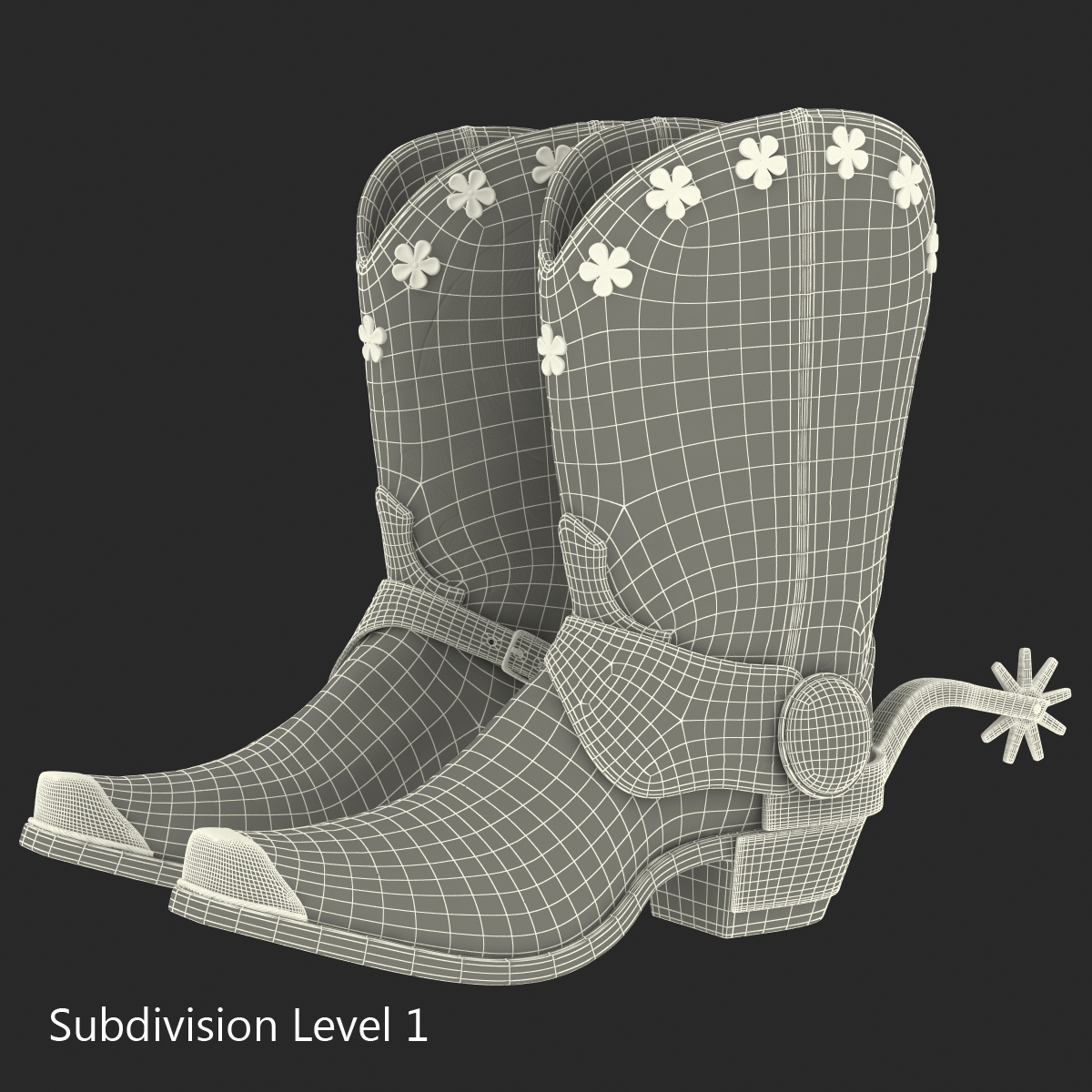 Western Boots with Spurs 3D model