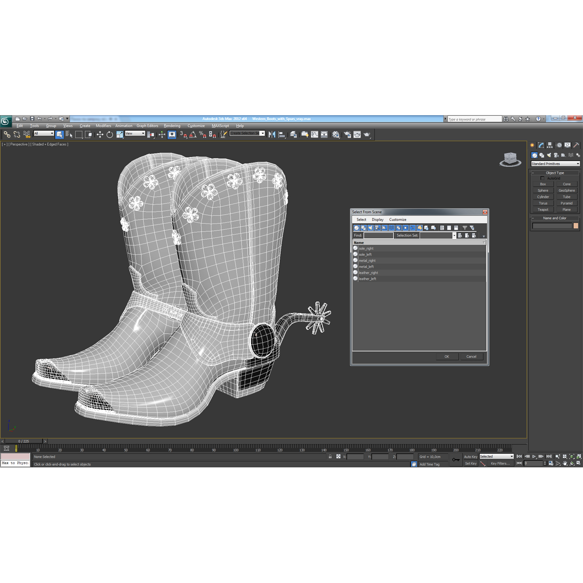 Western Boots with Spurs 3D model