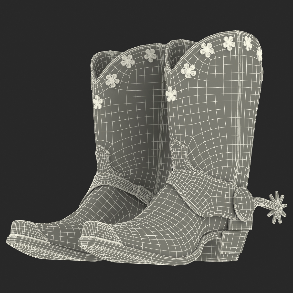 Western Boots with Spurs 3D model