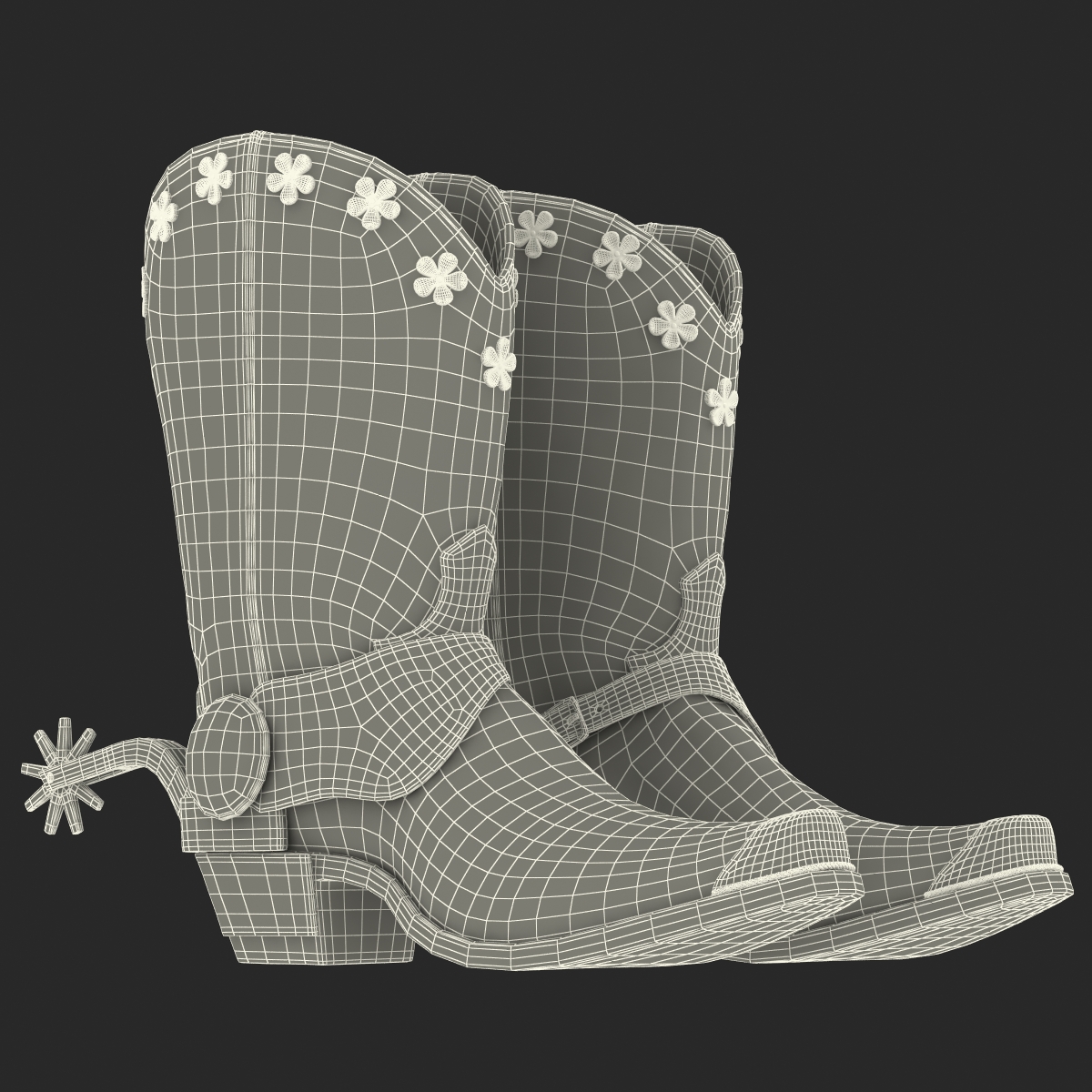 Western Boots with Spurs 3D model