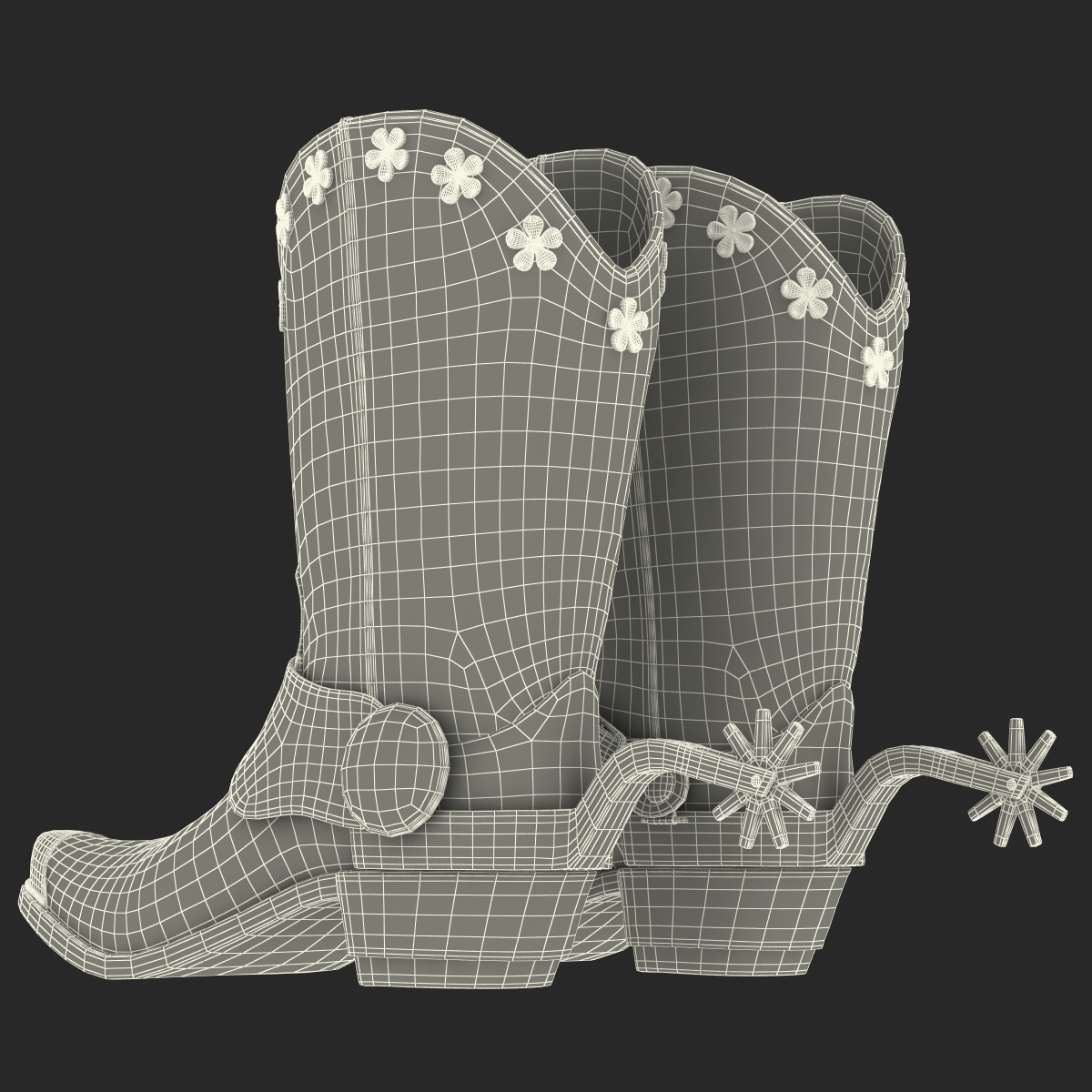 Western Boots with Spurs 3D model