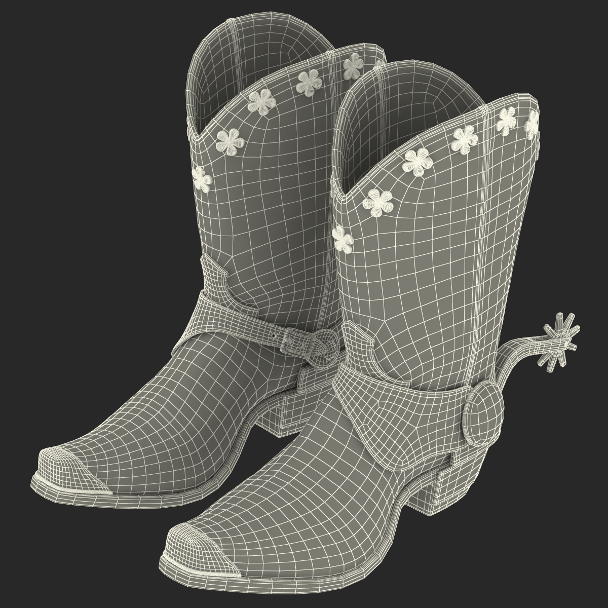 Western Boots with Spurs 3D model