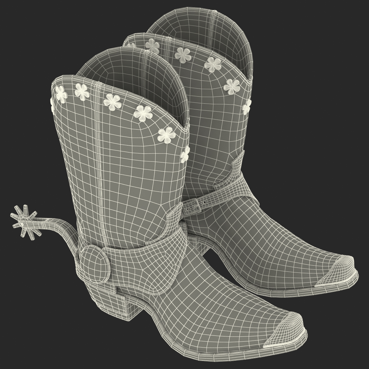 Western Boots with Spurs 3D model