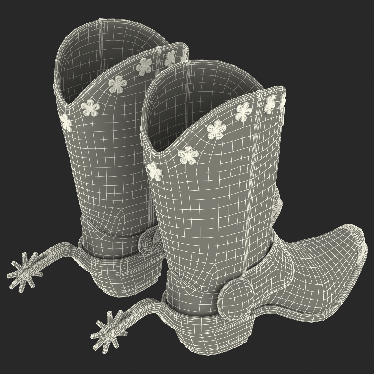 Western Boots with Spurs 3D model