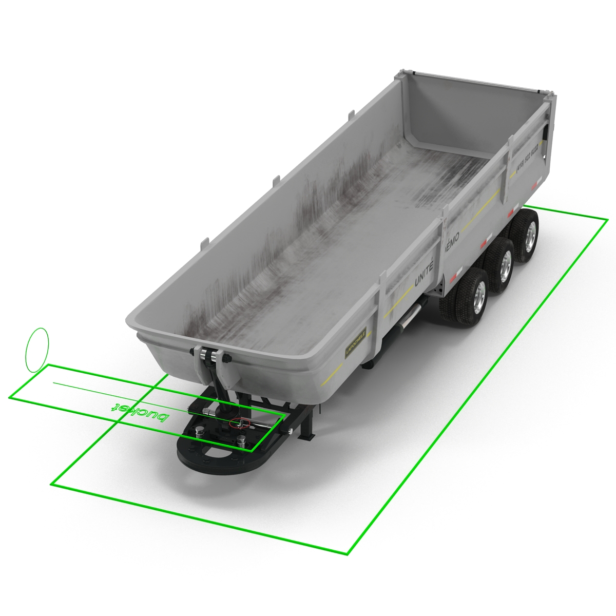 Semi Dump Trailer Rigged 3D model