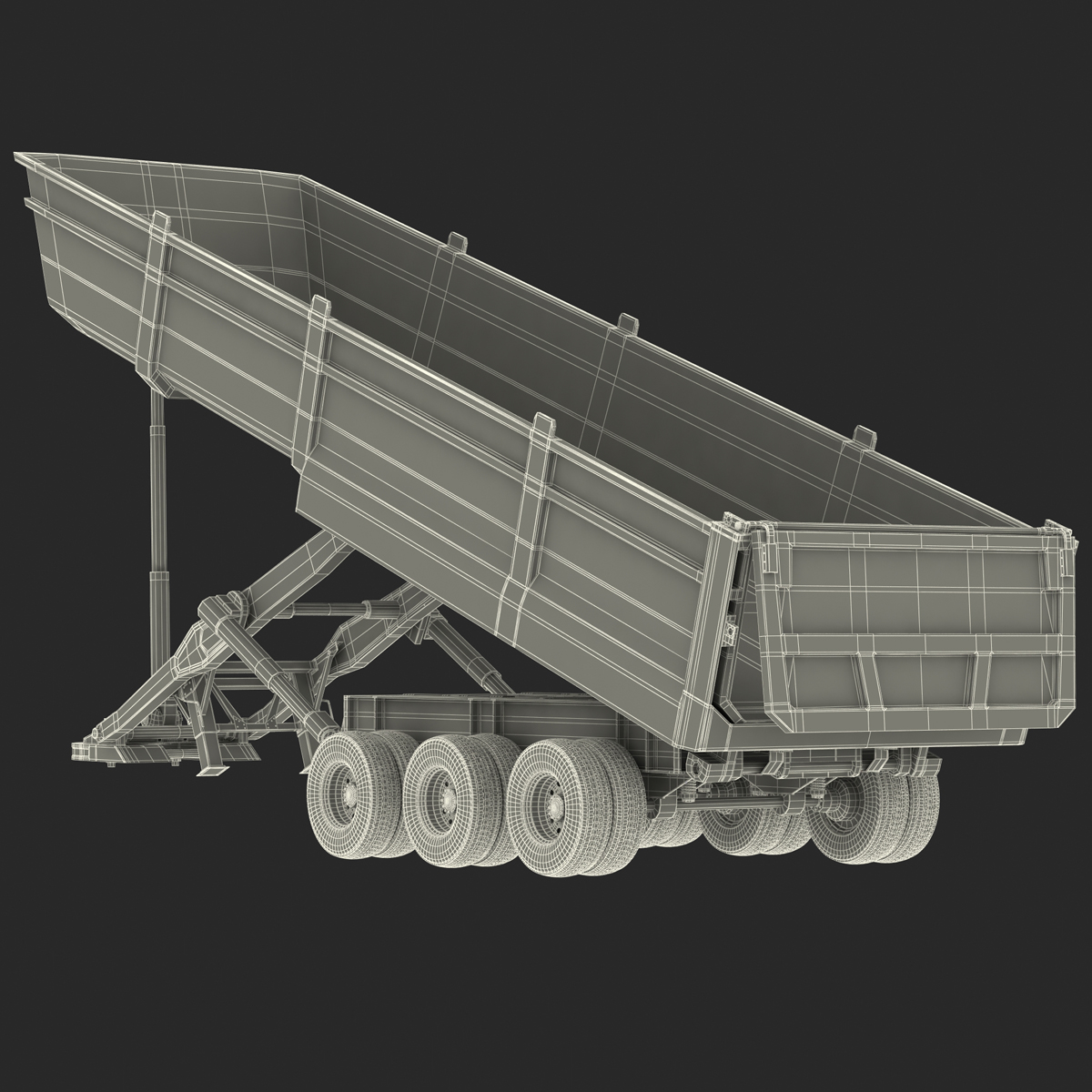 Semi Dump Trailer Rigged 3D model