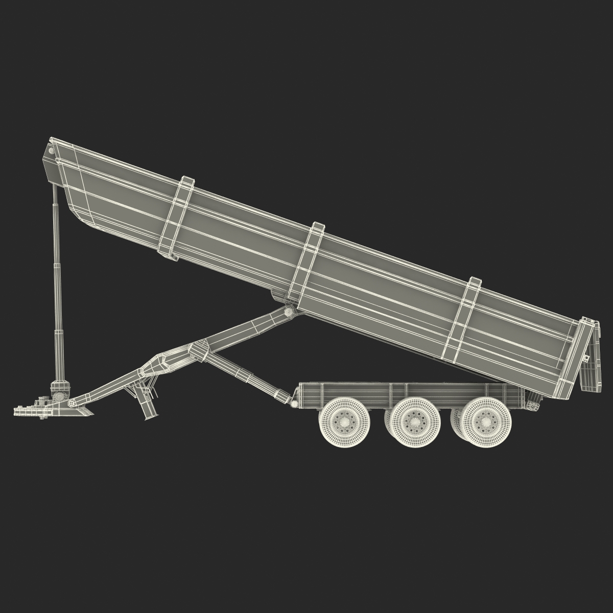 Semi Dump Trailer Rigged 3D model