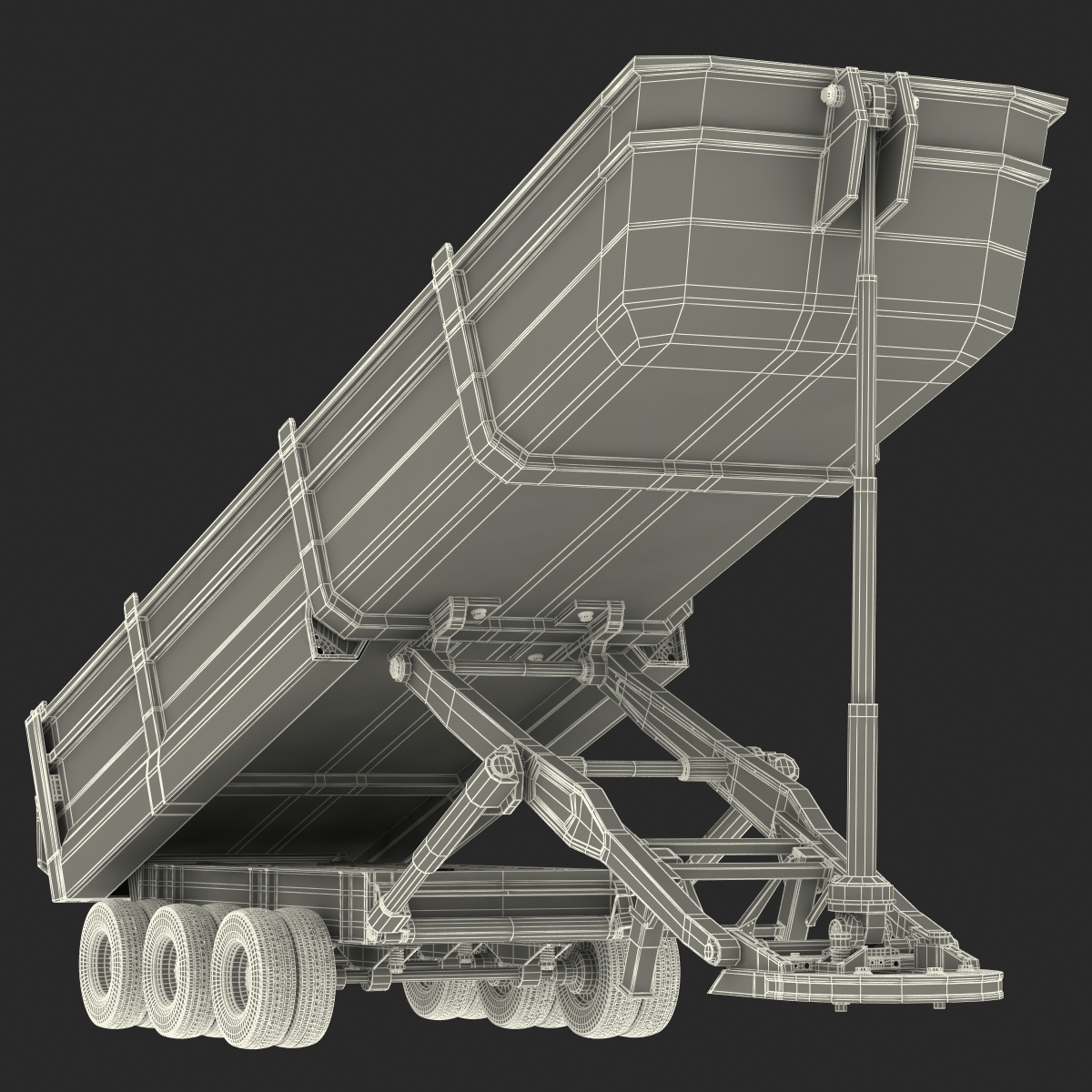 Semi Dump Trailer Rigged 3D model