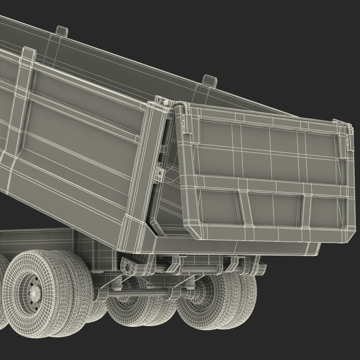 Semi Dump Trailer Rigged 3D model