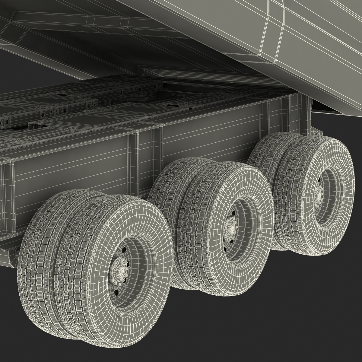 Semi Dump Trailer Rigged 3D model