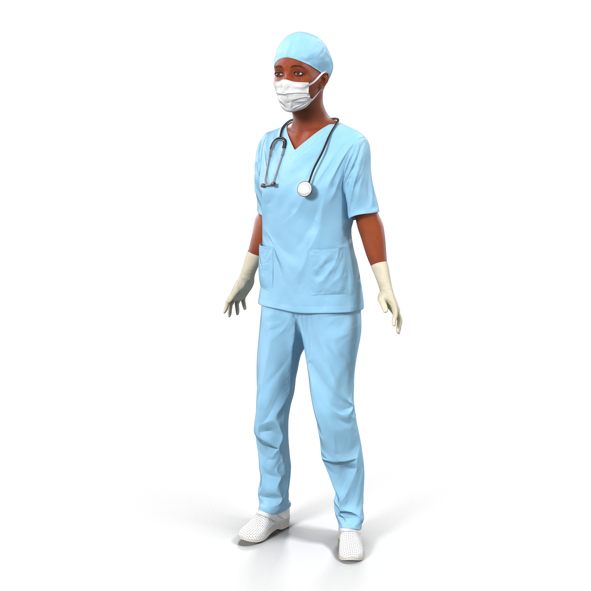 3D Female Surgeon African American Rigged model