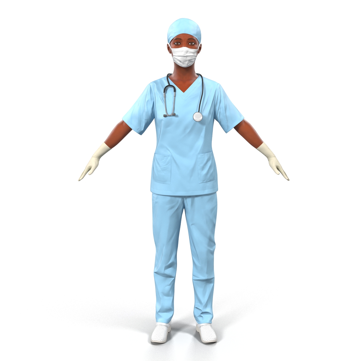 3D Female Surgeon African American Rigged model