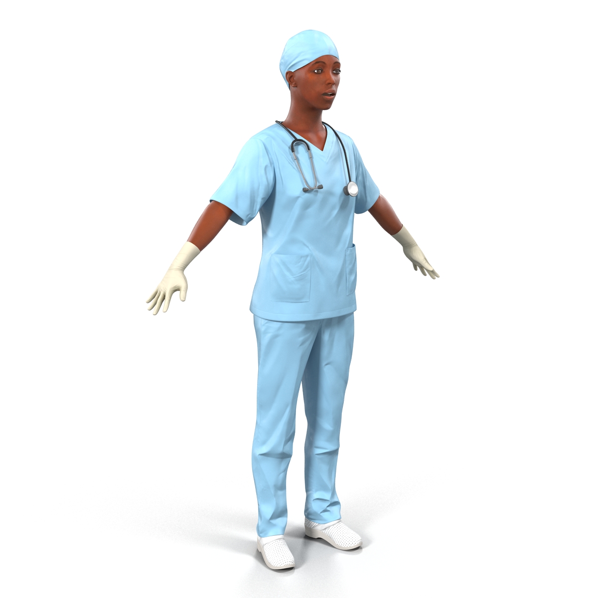 3D Female Surgeon African American Rigged model