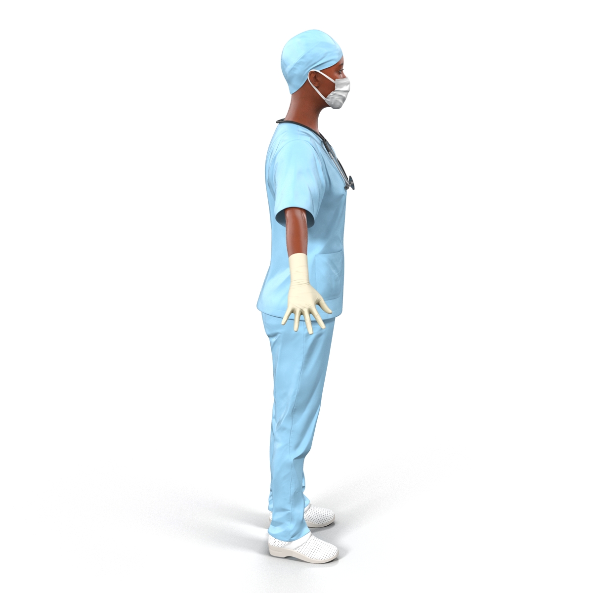 3D Female Surgeon African American Rigged model