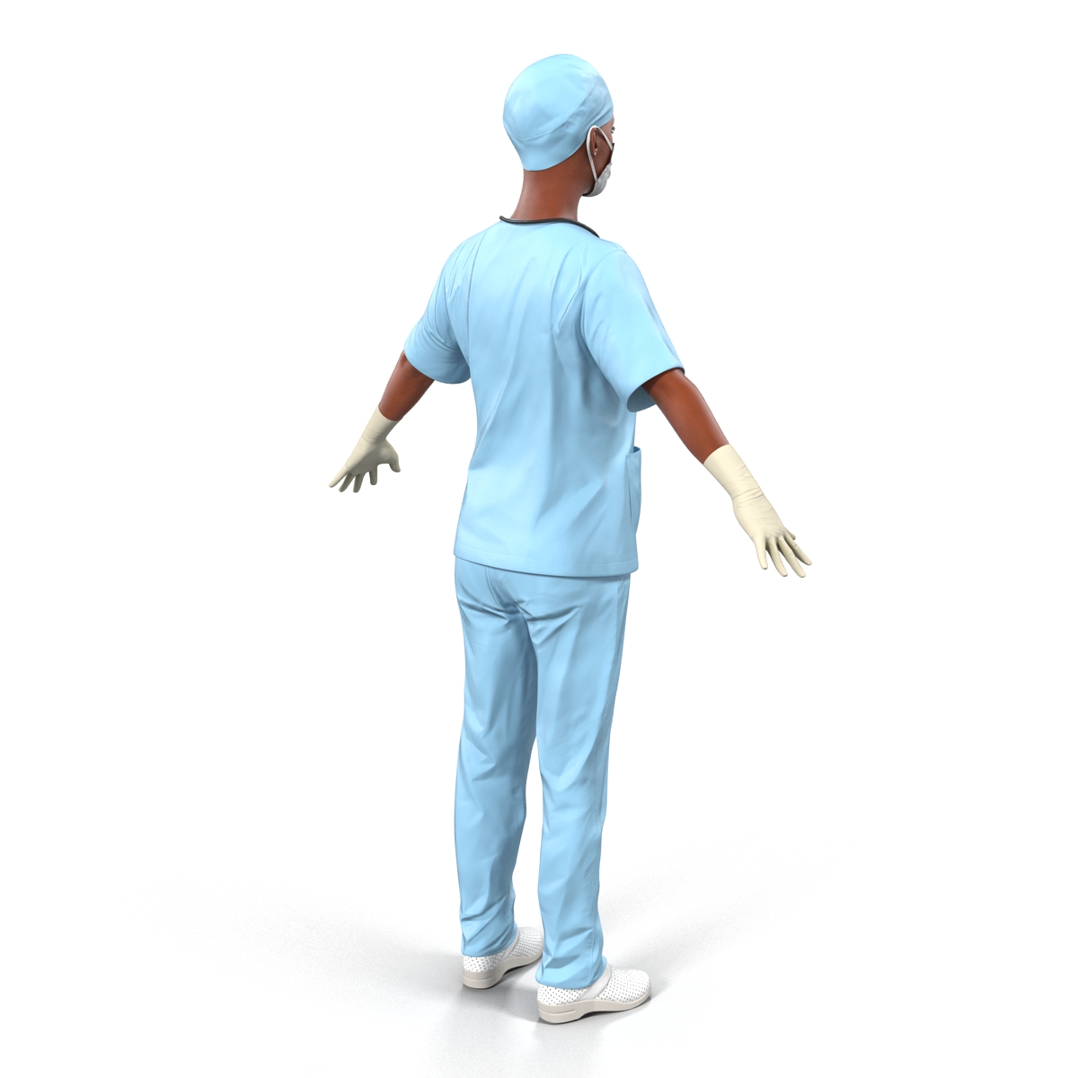 3D Female Surgeon African American Rigged model