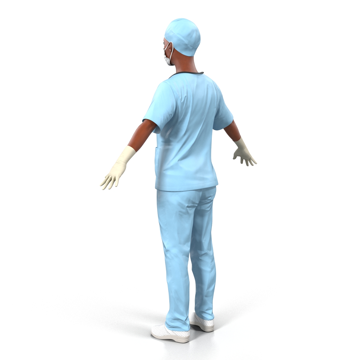 3D Female Surgeon African American Rigged model