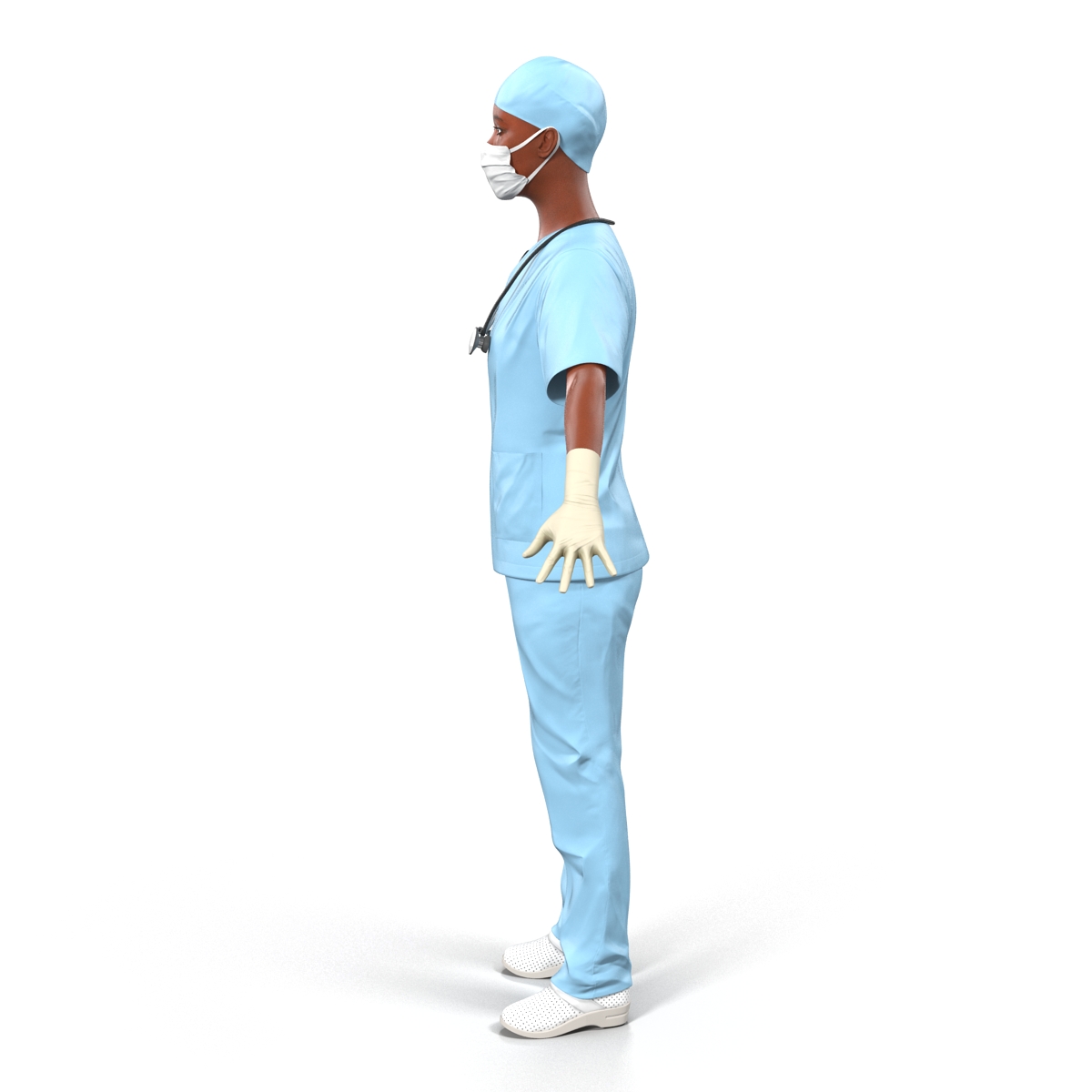 3D Female Surgeon African American Rigged model