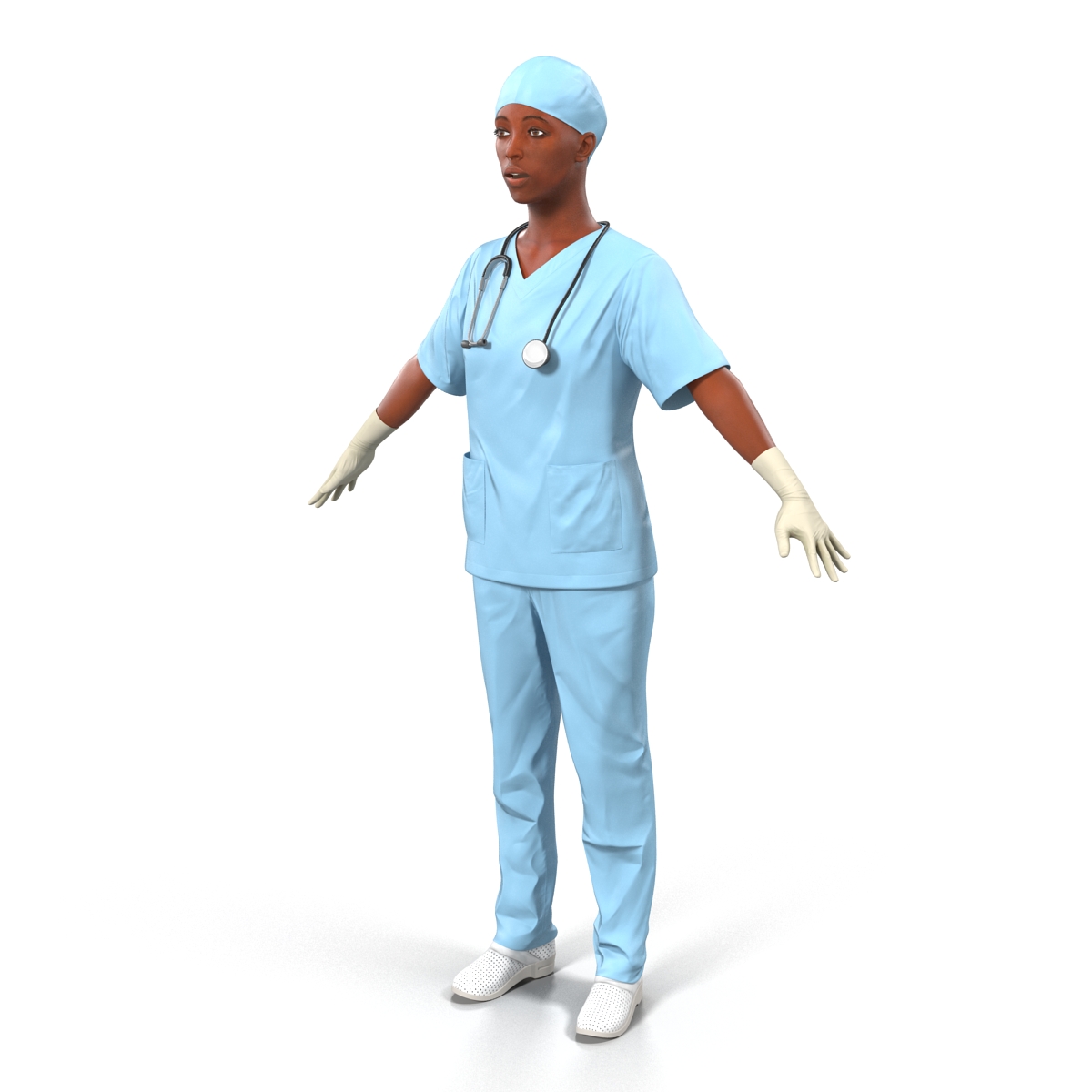 3D Female Surgeon African American Rigged model