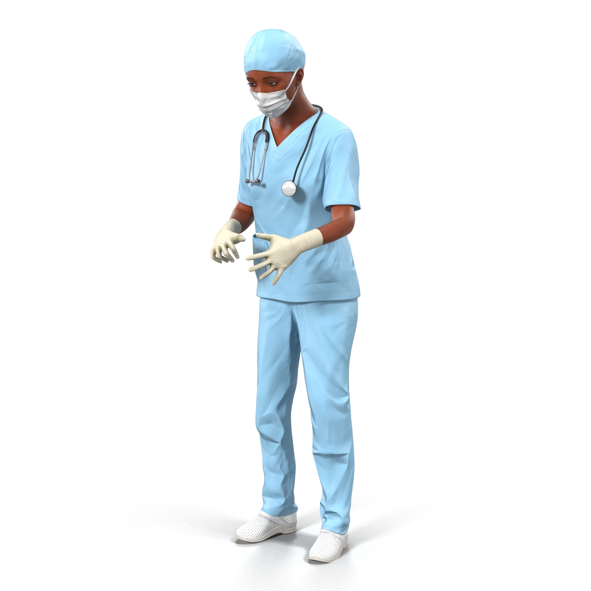 3D Female Surgeon African American Rigged model