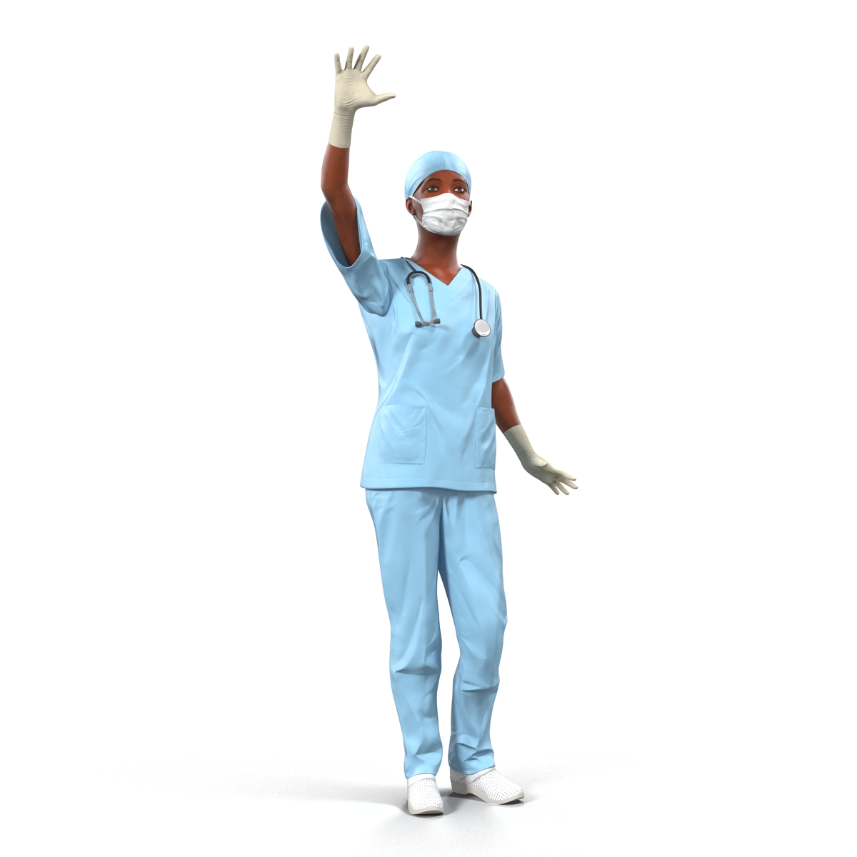 3D Female Surgeon African American Rigged model