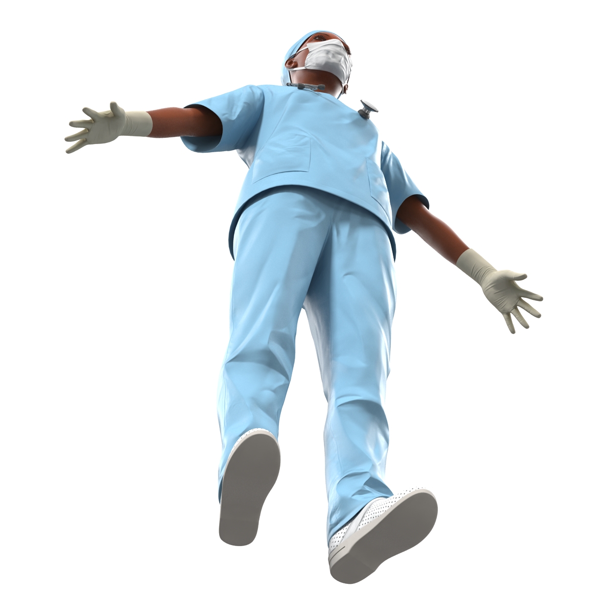 3D Female Surgeon African American Rigged model