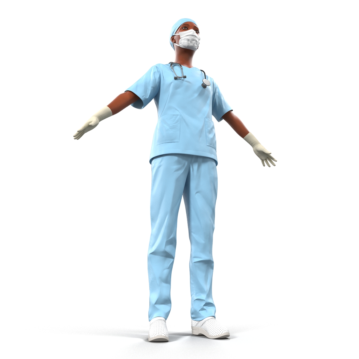 3D Female Surgeon African American Rigged model