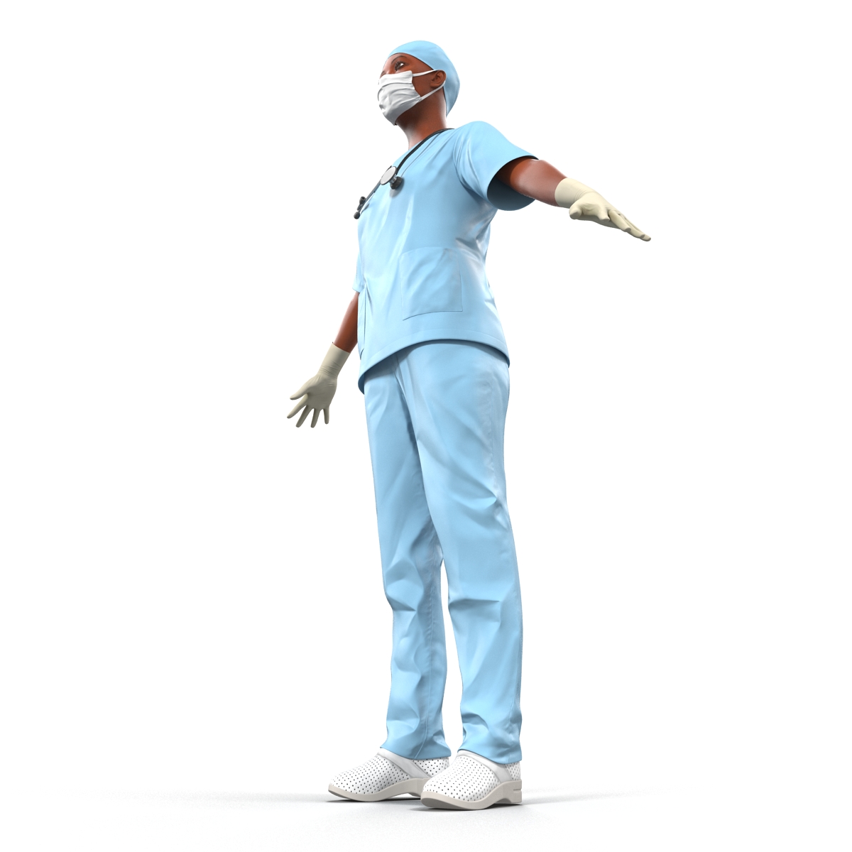 3D Female Surgeon African American Rigged model