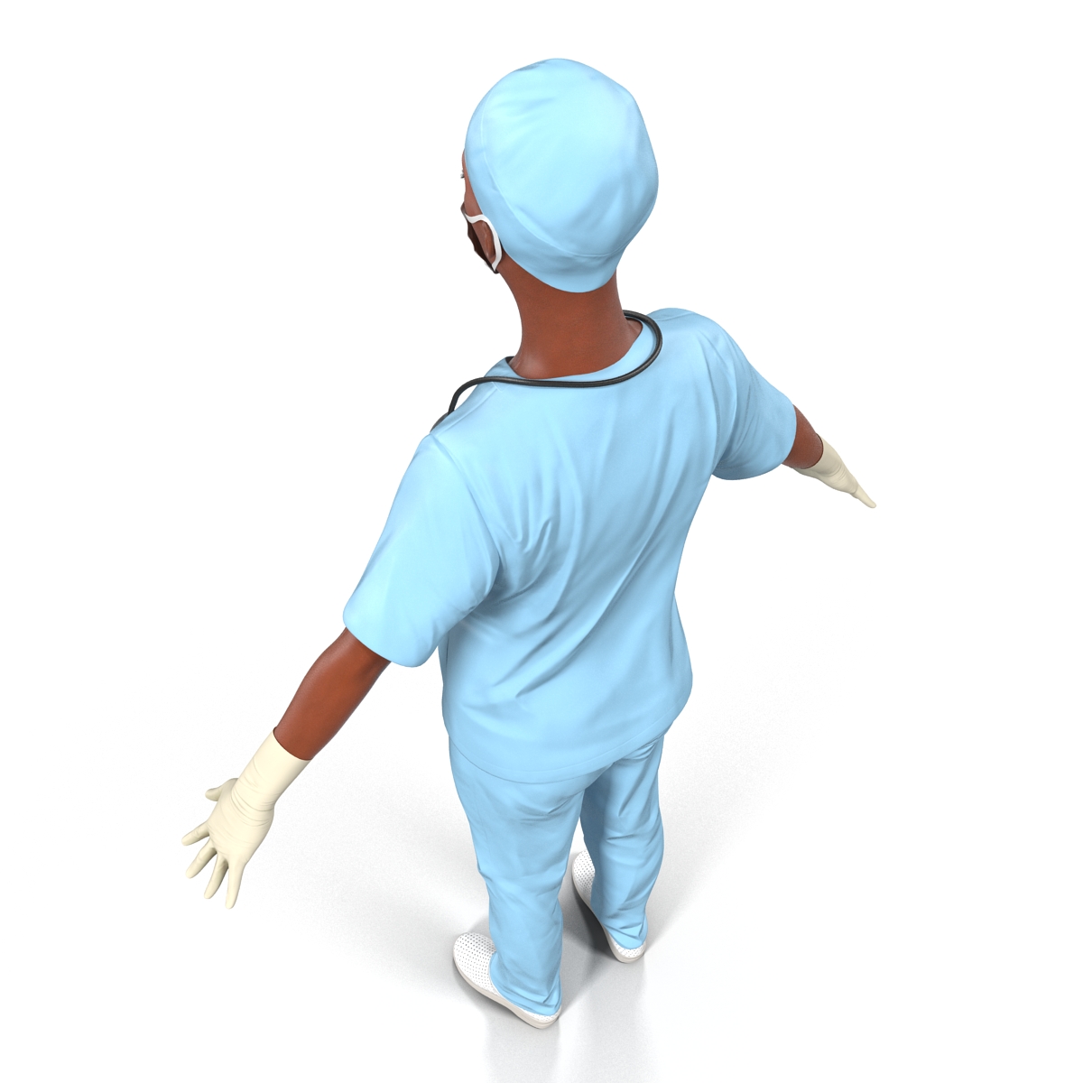 3D Female Surgeon African American Rigged model