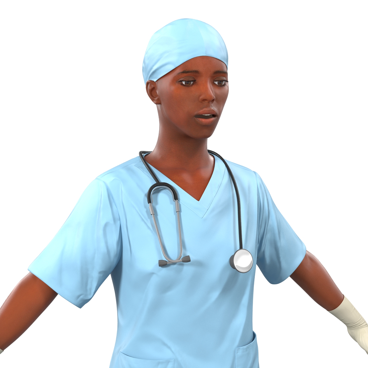 3D Female Surgeon African American Rigged model